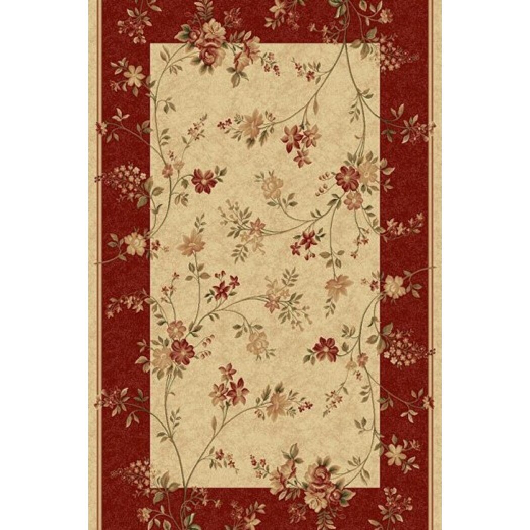 Covor Modern, Lotos 551, Crem / Rosu, 200x400 cm, 1800 gr/mp