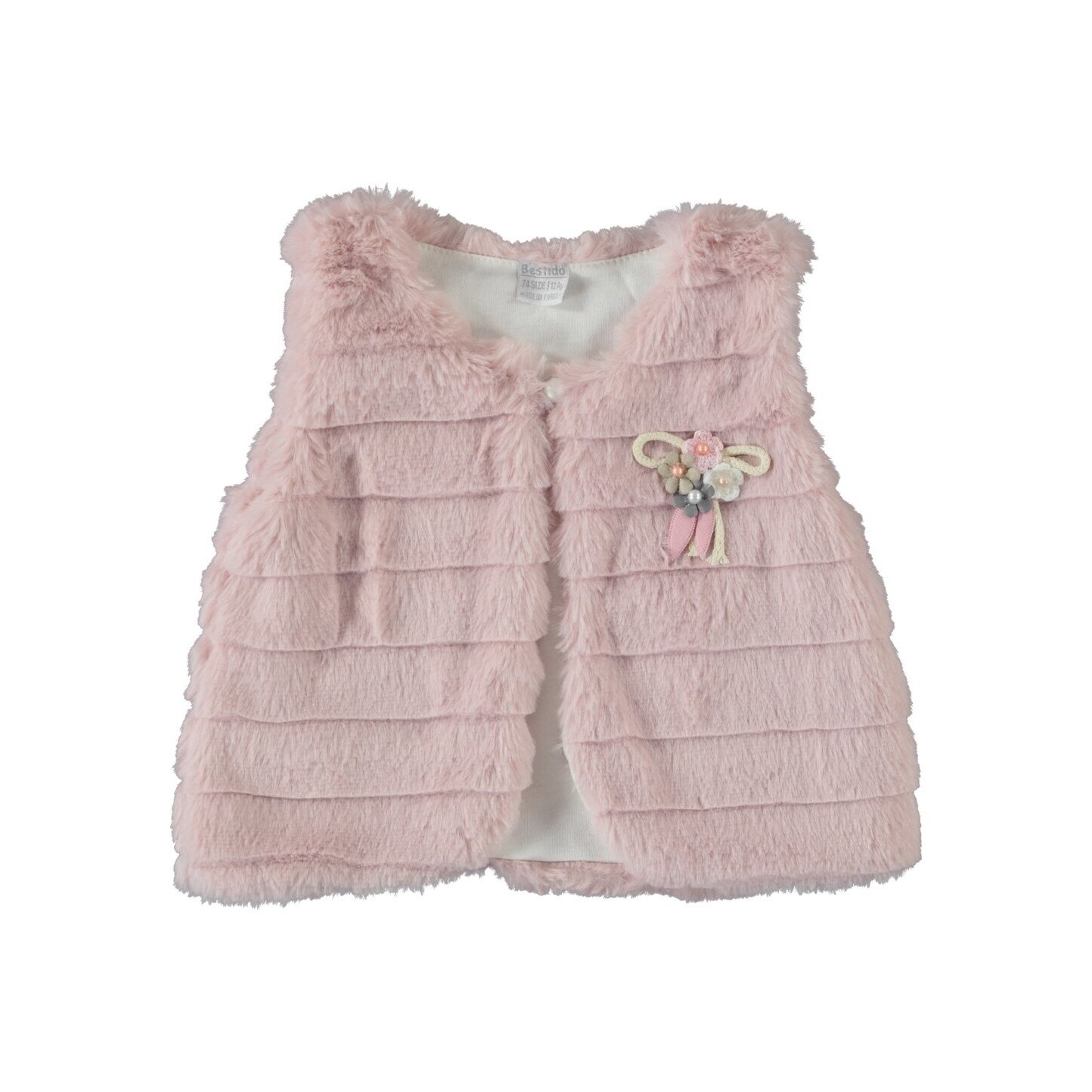 Vesta fete, roz cu floricele