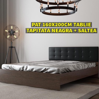 Pat INO Negru 160x200cm + Saltea