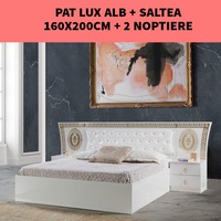 Pat Lux Lion Alb 160x200cm + Saltea + 2 Noptiere