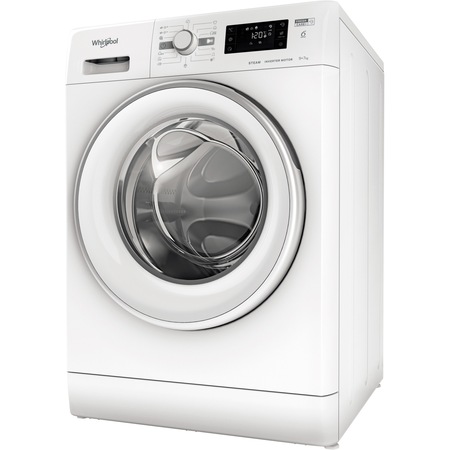 Masina de spalat rufe cu uscator Whirlpool FWDG971682EWSVEUN, 9 kg spalare, 7 kg uscare, 1600 rpm, Clasa D, Tehnologia al 6-lea Simt, FreshCare+, Motor Inverter, Display Digital, Alb