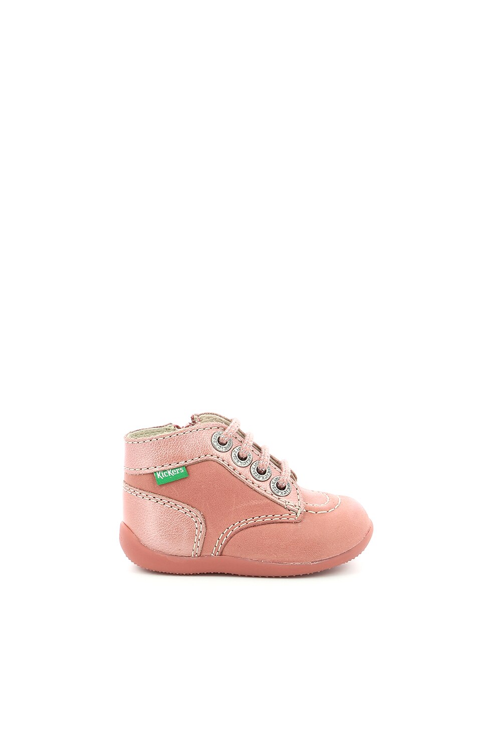 Kickers kids, Ghete din piele cu garnituri metalizate, Roz, 24 EU