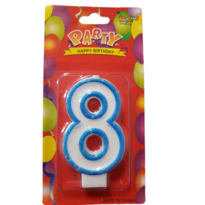 8-as számú évfordulós gyertya, hossza 7 cm, paraffin