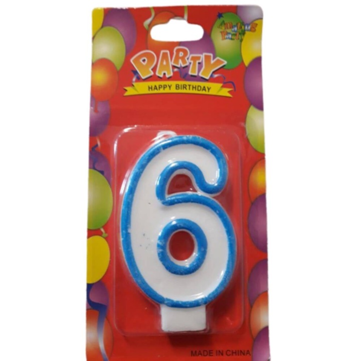 6-os számú évfordulós gyertya, hossza 7 cm, paraffin