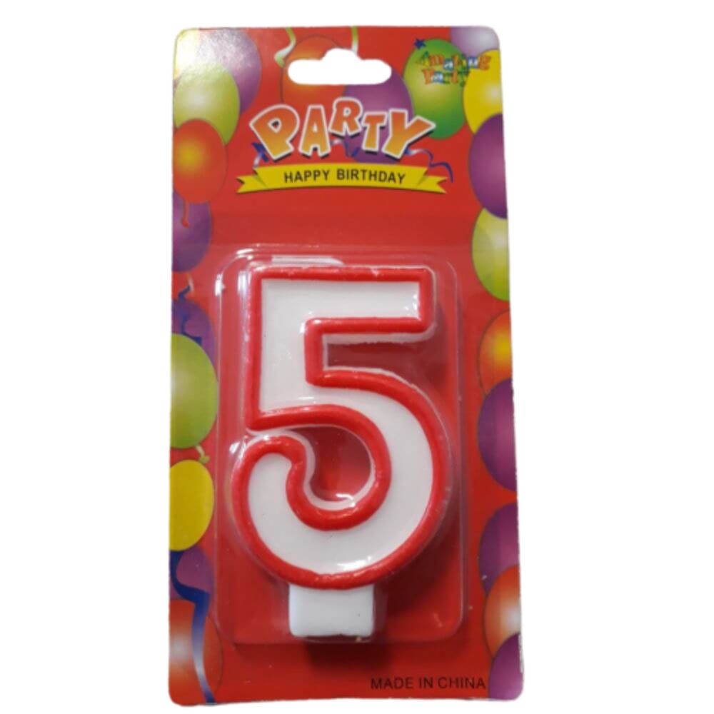 Lumanare Aniversara Cifra 5, Lungime 7 cm, Parafina