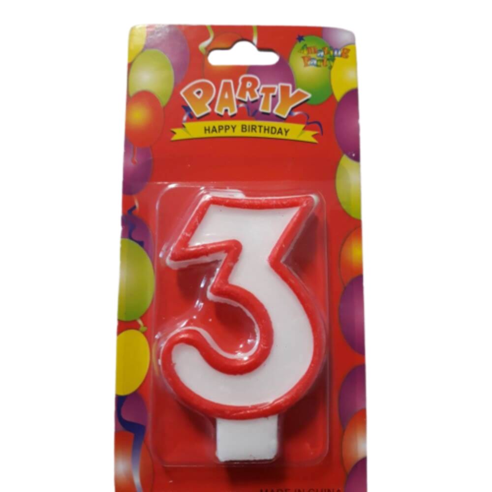Lumanare Aniversara Cifra 3, Lungime 7 cm, Parafina