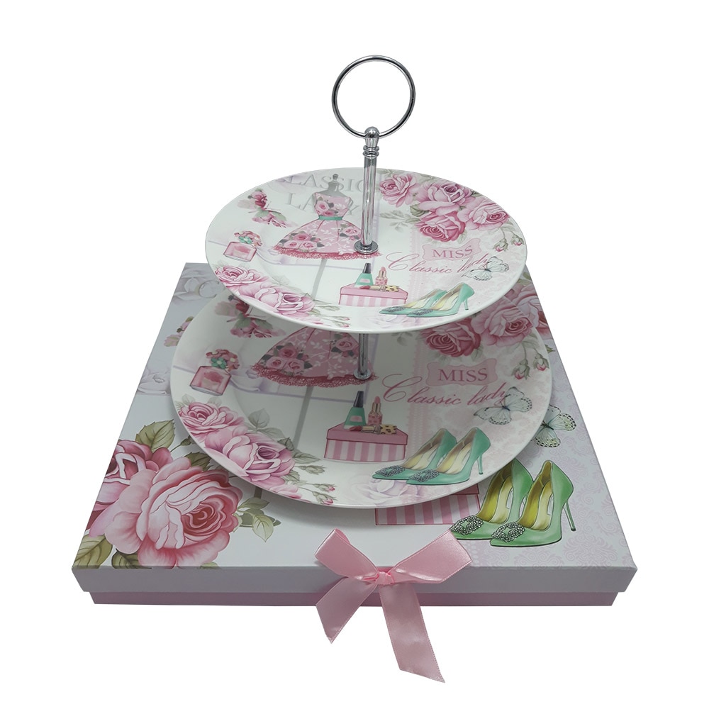 Platou 2 nivele Classic Lady, Charisma, Portelan, 26.5x19x23.5