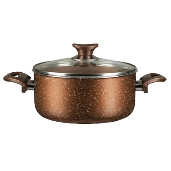 Oala din aluminiu cu invelis din granit Hausberg HB-H 426, 28 cm, Maro Oala din aluminiu cu invelis din granit Hausberg HB-H 426, 28 cm, Maro