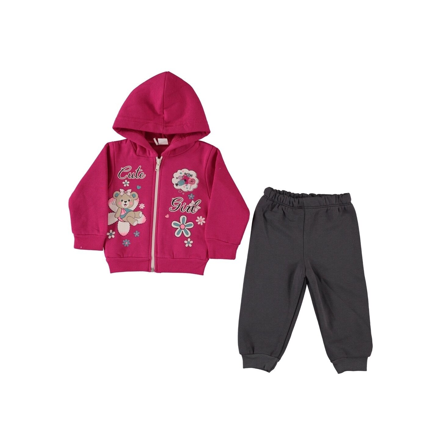 Trening fete, Cute, roz inchis cu floricele