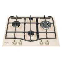 Plita incorporabila pe gaz Whirlpool GMT 6422 OW, 60 cm, 4 arzatoare pe gaz, control mecanic, alba