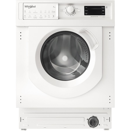 Masina de spalat rufe cu uscator incorporabila Whirlpool BI WDWG 751482 EU, 7 kg spalare, 5 kg uscare, 1400 RPM, Clasa D, 6th Sense, Alb