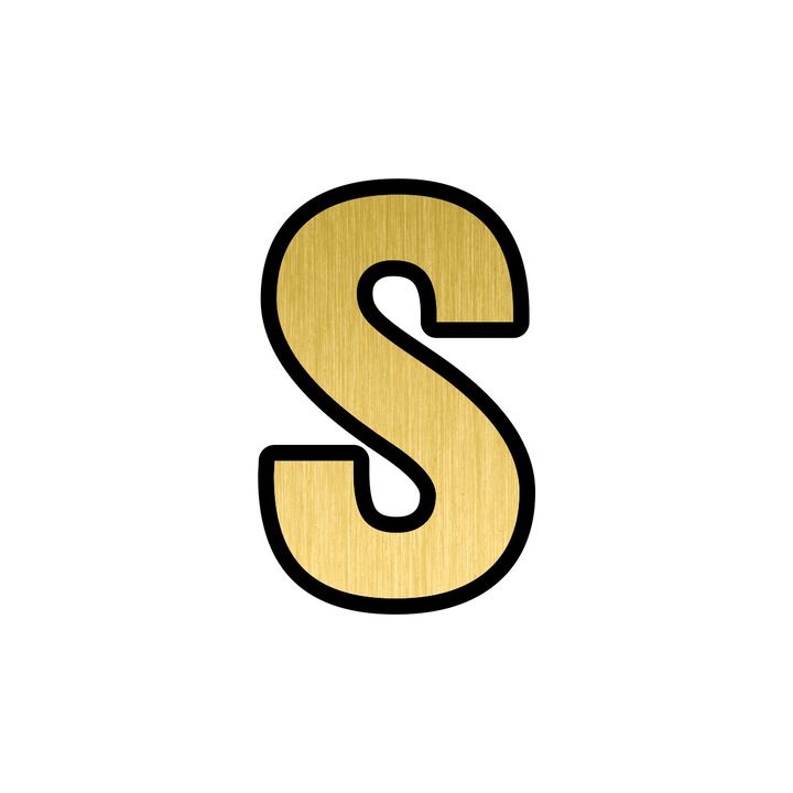 Буква S creativesign, златиста, ABS гравиран номер на къща/апартамент, 5,5 х 3,5 см