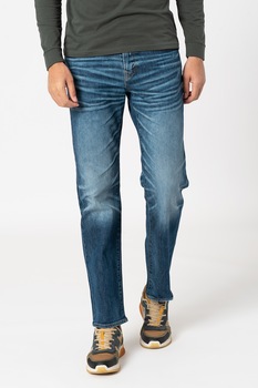 American Eagle, Blugi cu talie medie si aspect decolorat, Albastru deschis American Eagle, Blugi cu talie medie si aspect decolorat, Albastru deschis