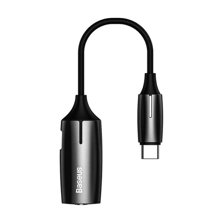 Адаптер Baseus USB-C Male + 3.5mm Female Adapter L60S USB-C към 3.5 мм, за мобилни устройства, черен