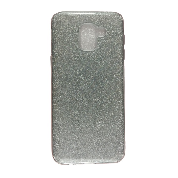 Husa compatibila cu Samsung Galaxy J6 (2018), Silicon cu sclipici Glitter, Argintiu