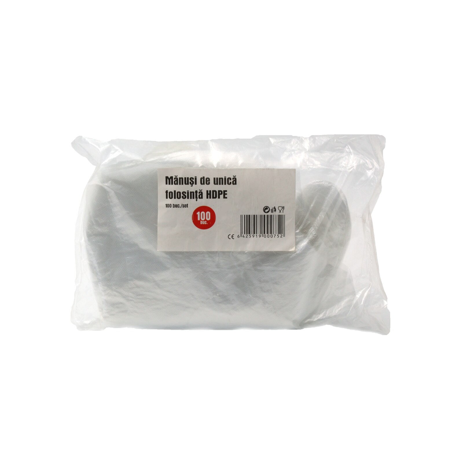 Set 100 buc manusi unica folosinta, polietilena, marime universala, transparente