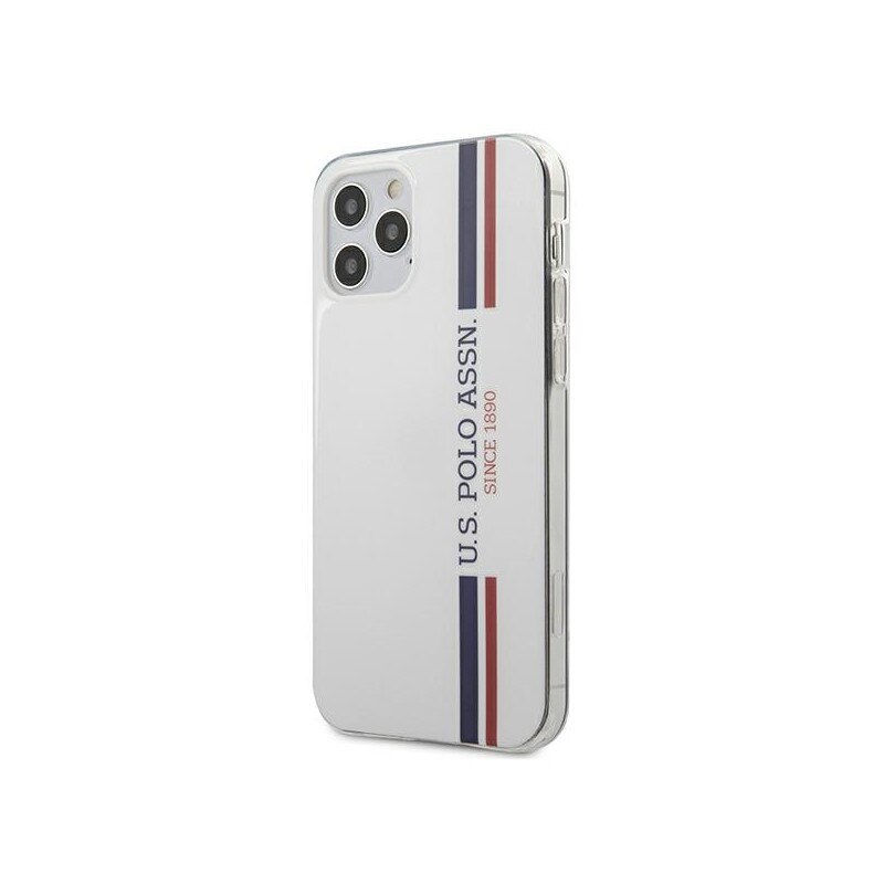 Husa Premium Originala Us Polo Assn iPhone 12 / iPhone 12 Pro,colectia Tricolor ,alb - Ushcp12mpcusswh