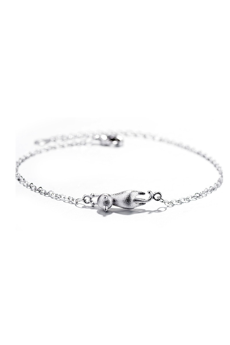 Bratara, pisica, argintat,flexibila, 21 cm