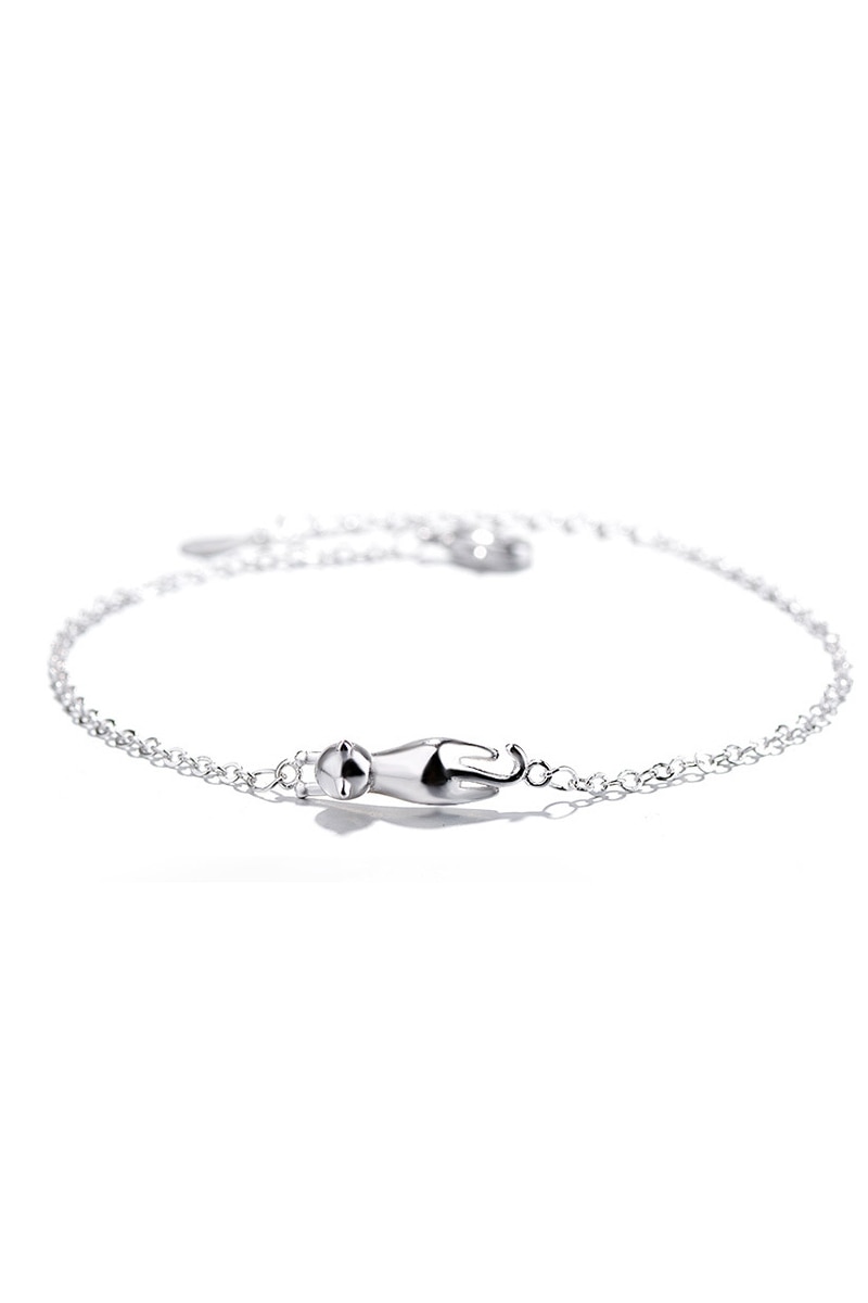 Bratara, pisicuta, argintata,flexibila, 21 cm