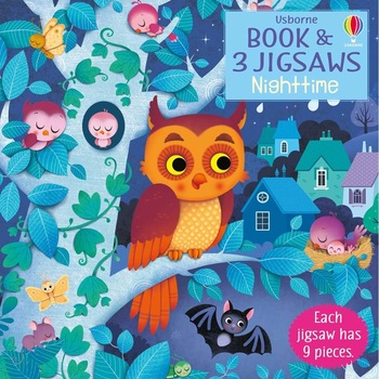 Carte si 3 puzzle-uri, Night Time, Usborne, 3+ Carte si 3 puzzle-uri, Night Time, Usborne, 3+