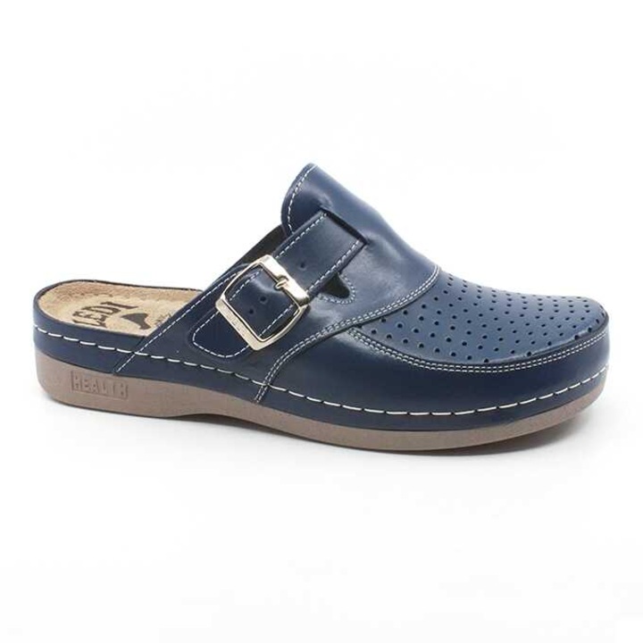 Saboti medicali barbati, Ledi din piele naturala, talpa flexibila, Albastru, 46 EU