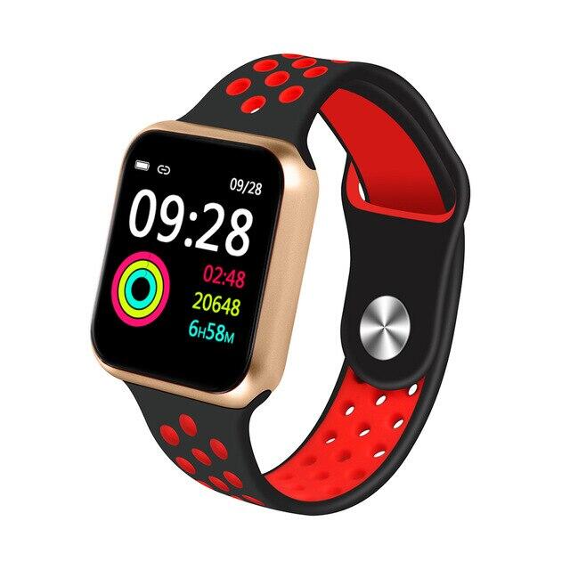 SmartWatch cu Bluetooth, monitorizarea ritmului cardiac, activitati fizice, notificari, functii Fitness S184 Negru cu Rosu