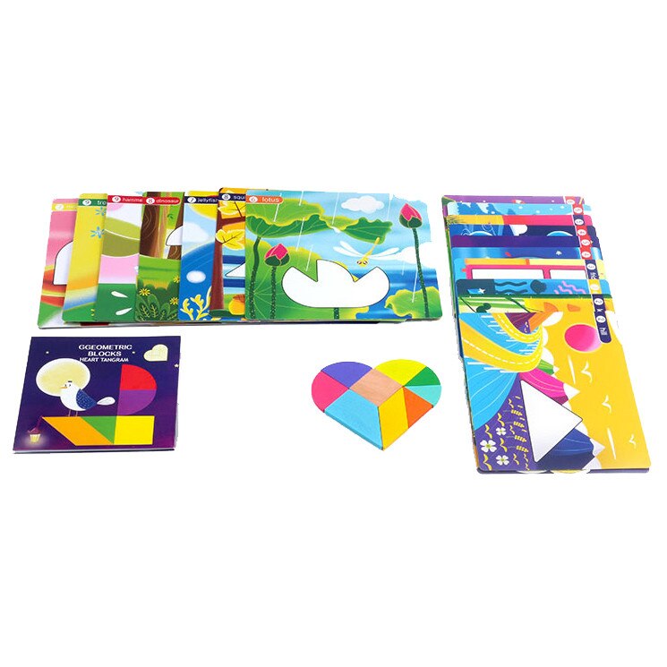 Joc Tangram cu 9 piese Geometric Blocks Purple Heart - Krista®