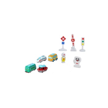 Set de joaca cu masinute metalice Minyore si semne rutiere Set de joaca cu masinute metalice Minyore si semne rutiere