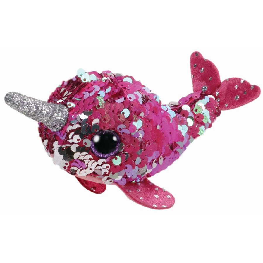 Plus Ty 10cm Teeny Tys Nellie Narval Roz Cu Paiete
