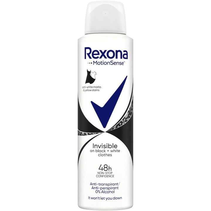 Дезодорант спрей против изпотяване Rexona Invisible Black&White, 150 мл