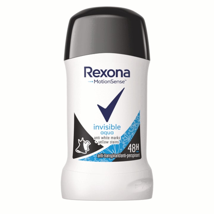 Дезодорант стик против изпотяване Rexona Invisible Aqua, 40 мл