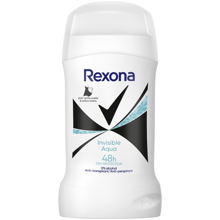 Дезодорант стик против изпотяване Rexona Invisible Aqua, 40 мл
