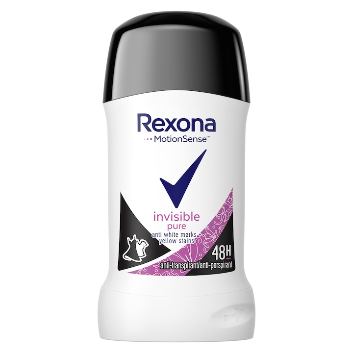 Дезодорант стик против изпотяване Rexona Invisible Pure, 40 мл
