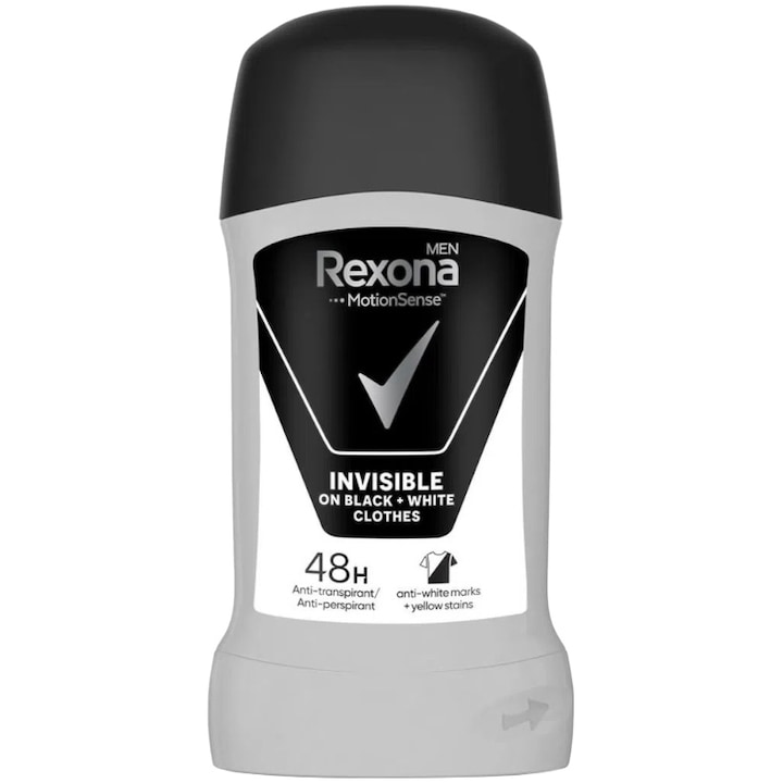 Дезодорант стик против изпотяване Rexona Invisible Black&White, Мъже, 50 мл