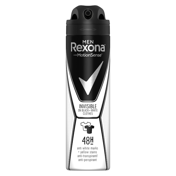 Дезодорант спрей против изпотяване Rexona Invisible Black&White, Мъже, 150 мл