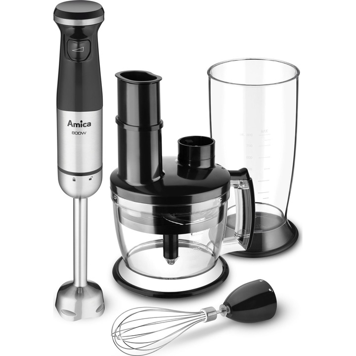 Blender de mana Amica BL 6016, 800W, 800ml, Negru