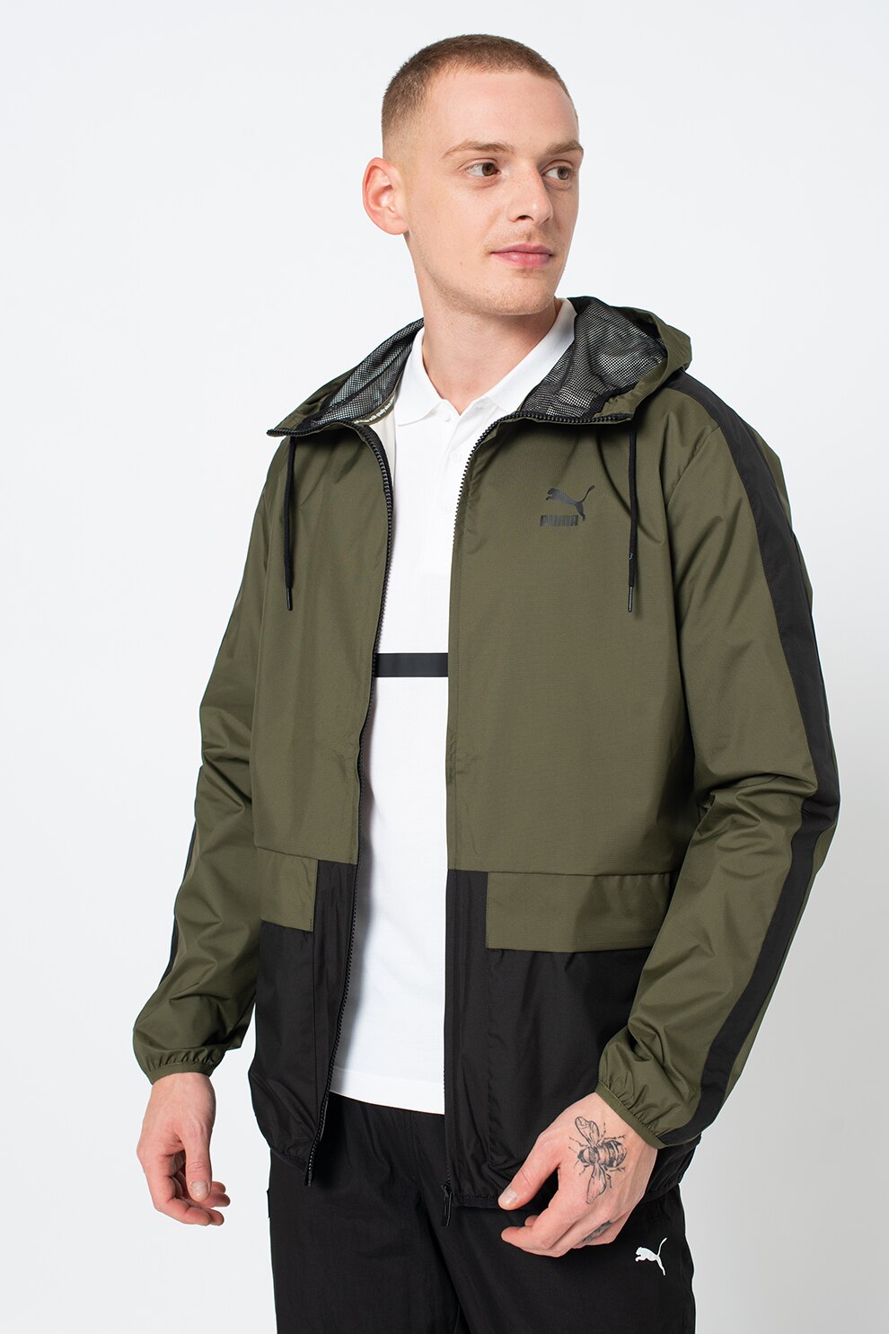 Puma, Jacheta usoara cu gluga Archive, Verde militar/Negru