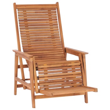 Scaun de gradina cu suport de picioare, vidaXL, Lemn masiv de tec, 67,5 x 117 x 106,5 cm, Maro Scaun de gradina cu suport de picioare, vidaXL, Lemn masiv de tec, 67,5 x 117 x 106,5 cm, Maro