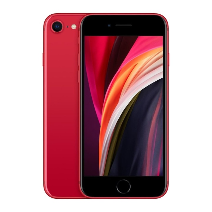 Смартфон Apple iPhone SE 2 (червен), 4.7" (11.93 cm) HD LCD Multi‑Touch IPS дисплей, шестядрен A13 Bionic 2.6 GHz, 3GB RAM, 64GB ROM, 12.0 MP & 7.0 MP, iOS 13, 148g