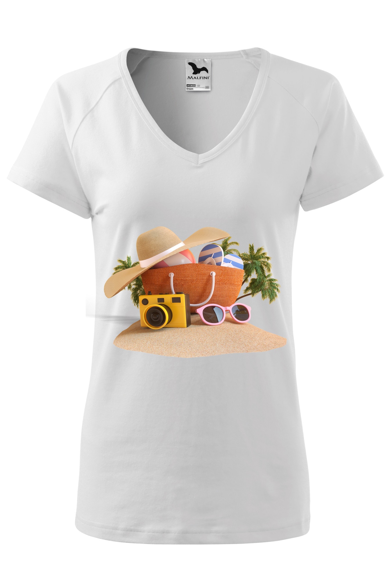 Tricou dama, Malfini, Beach Lover, Alb