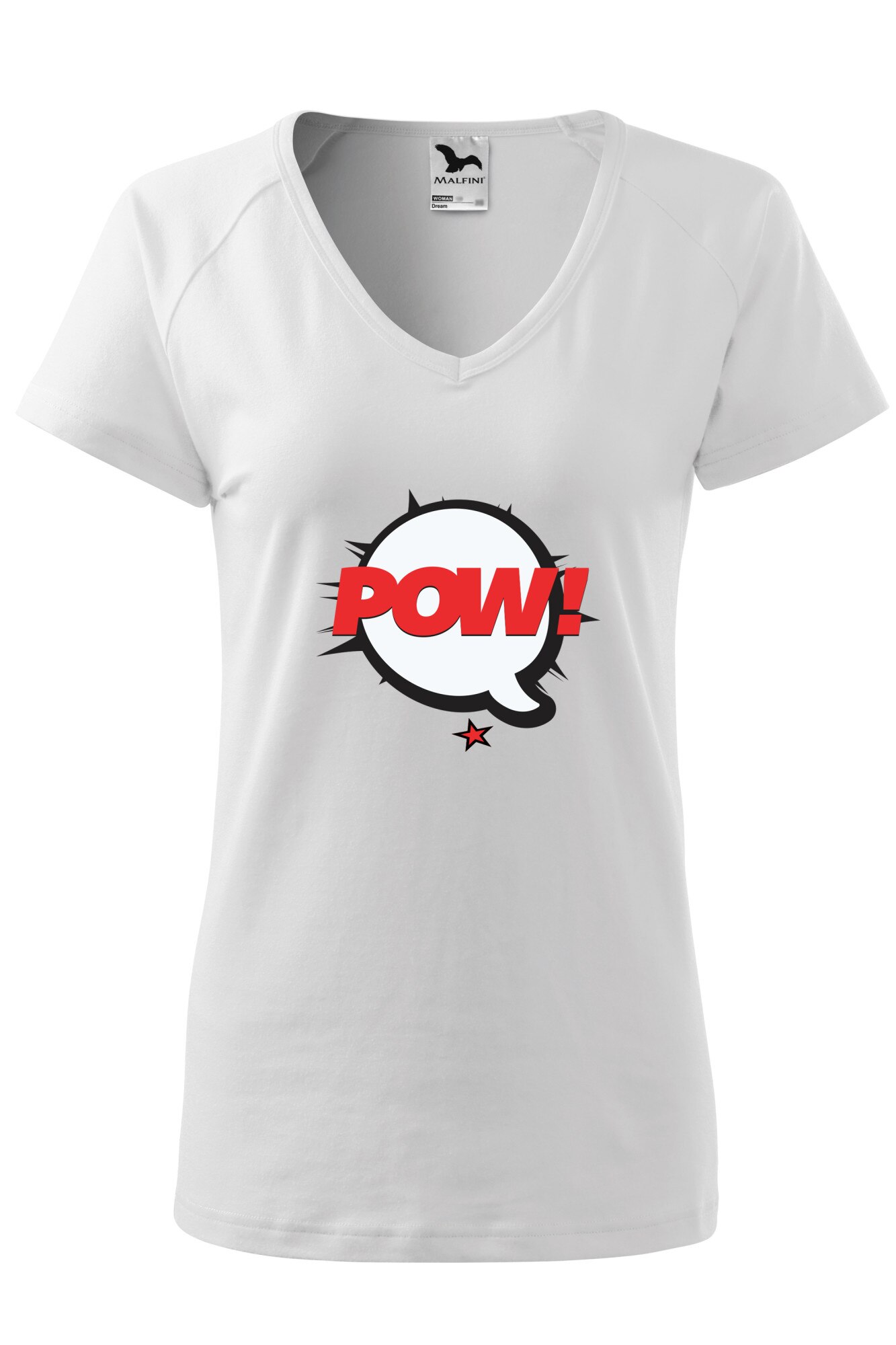 Tricou dama, Malfini, Comic Pow Red, Alb, XS
