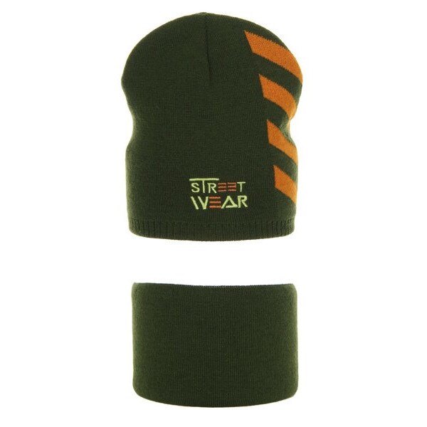 Set doua piese, model Tajfun, caciula si fular, verde, marime 52-54 cm