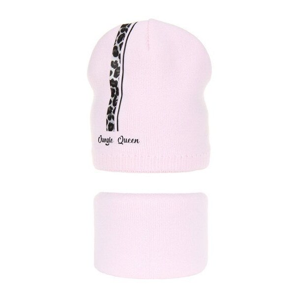 Set doua piese, fete, caciula-fular, roz, 50-52 cm