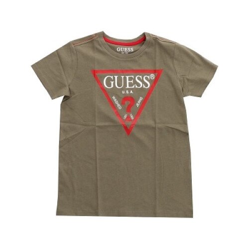 Tricou baieti Guess, verde kaki, Verde kaki