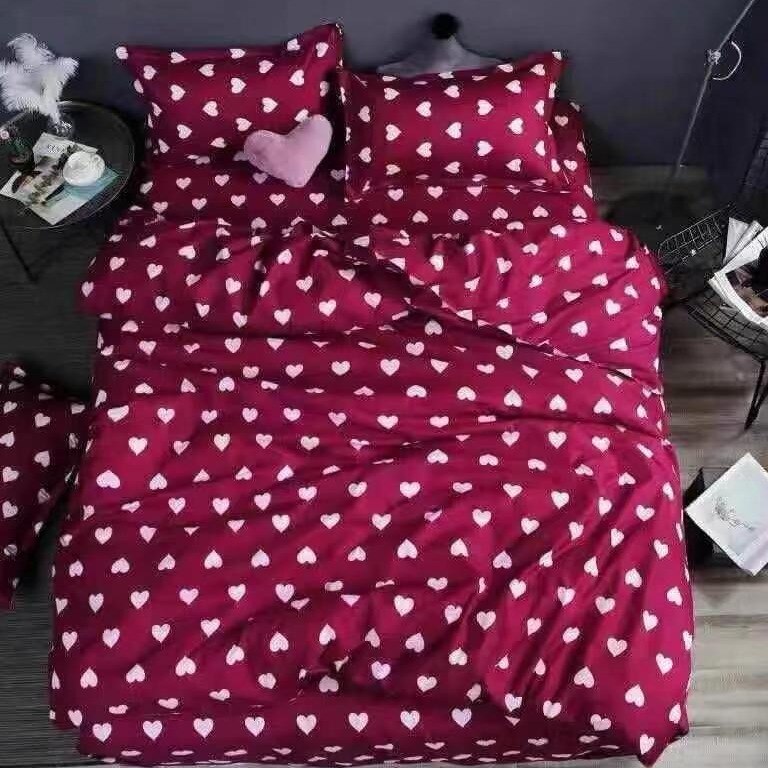 Lenjerie de pat cu doua fete bumbac de lux 2 persoane, 6 piese, color Katia450