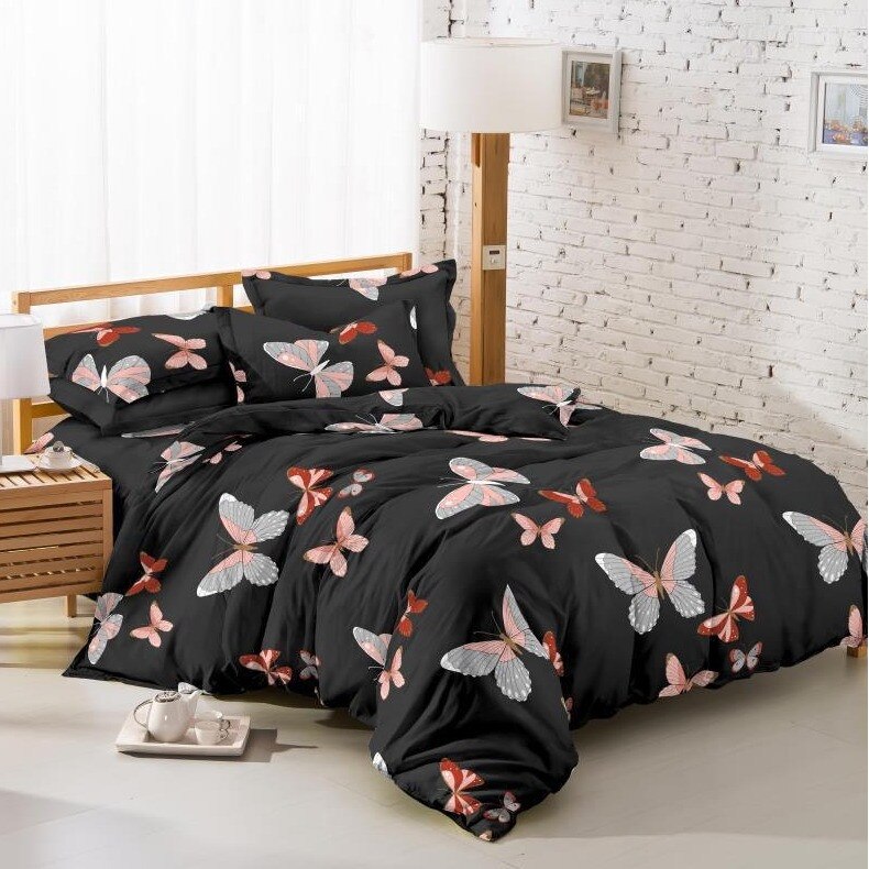 Lenjerie de pat cu doua fete bumbac de lux 2 persoane, 6 piese, color Katia464