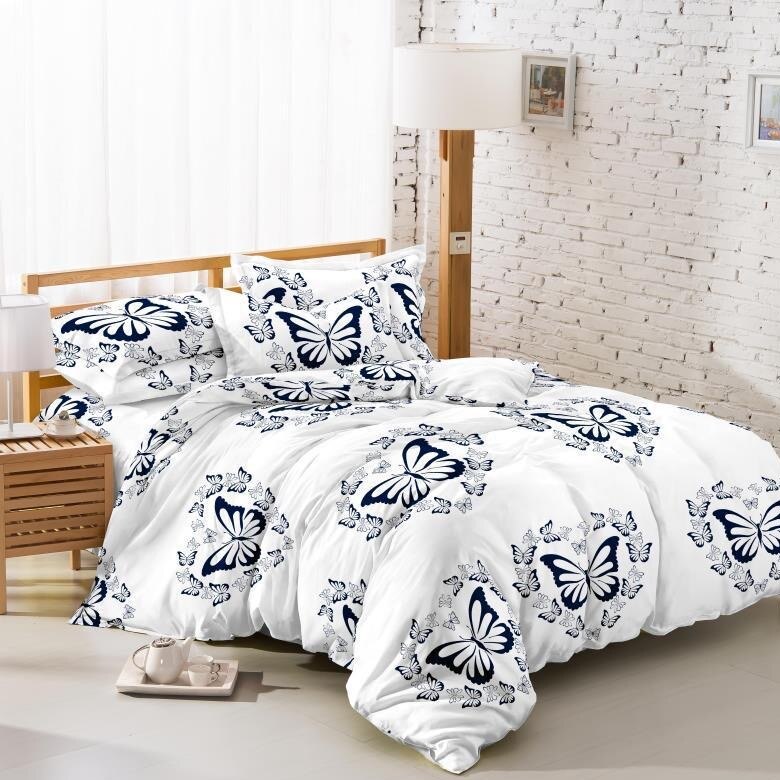 Lenjerie de pat cu doua fete bumbac de lux 2 persoane, 6 piese, color Katia469