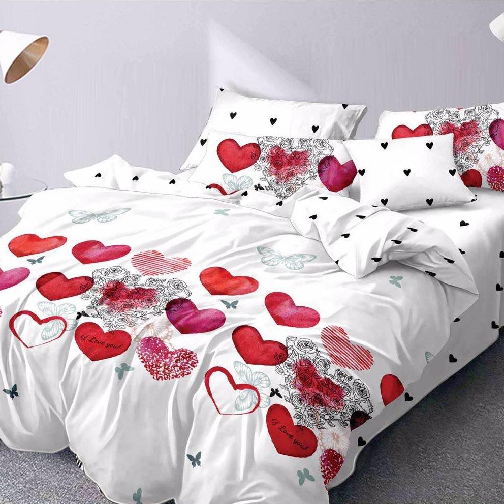 Lenjerie de pat dubla din bumbac gros finet 2 persoane, 6 piese color JK17