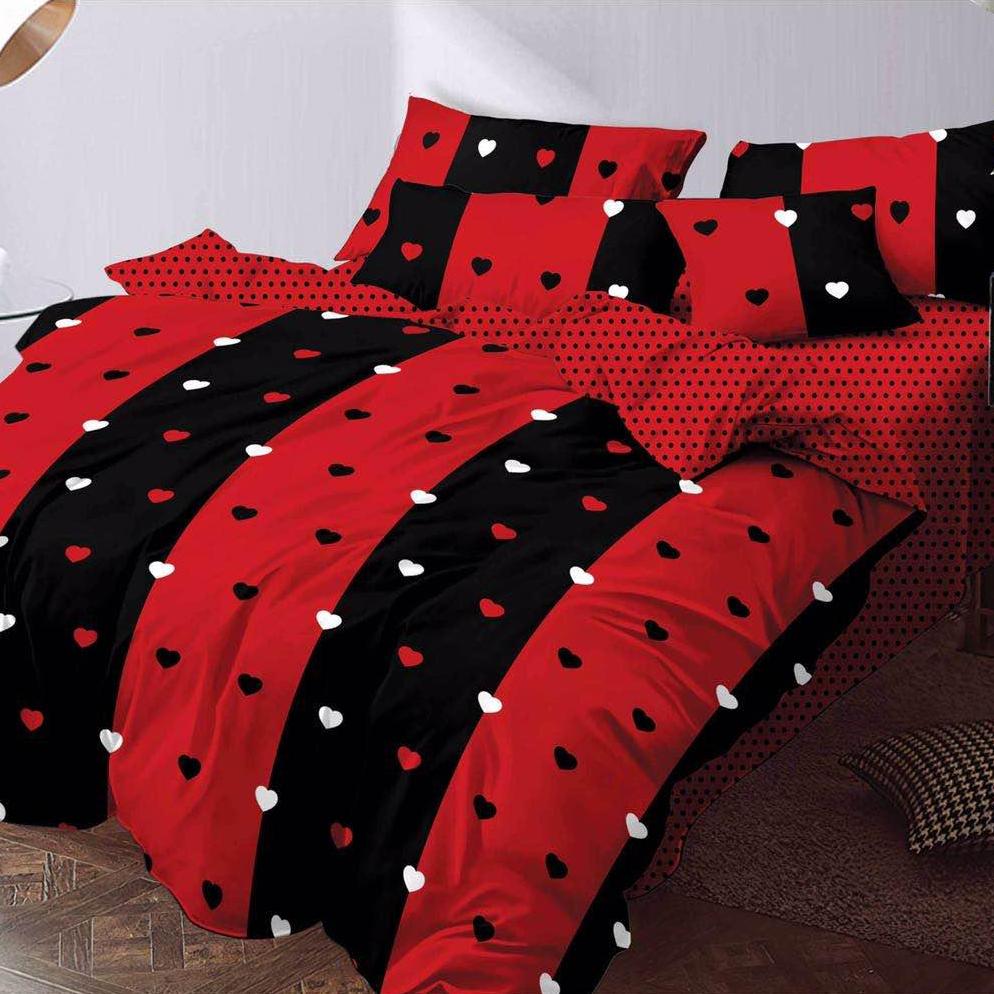 Lenjerie de pat dubla din bumbac gros finet 2 persoane, 6 piese color JK18