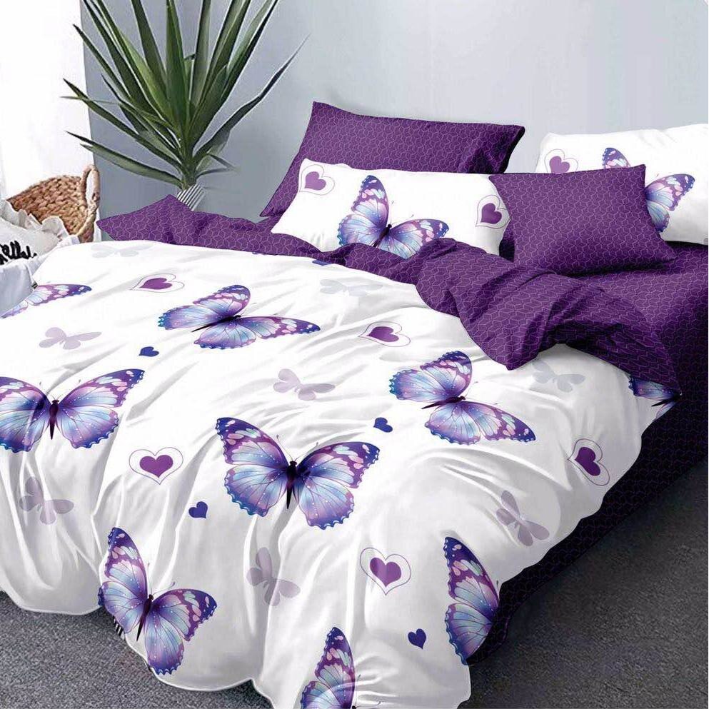 Lenjerie de pat dubla din bumbac gros finet 2 persoane, 6 piese color JK20